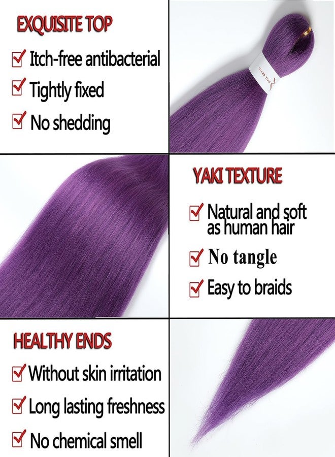 ShowCoco Purple Braiding Hair Pre Stretched 32inch 3 Packs Braiding hair Extensions Synthetic Crochet Braids, Hot Water Setting Professional Soft Yaki Texture. (32inch(3Packs),Lavender#) - Image 3